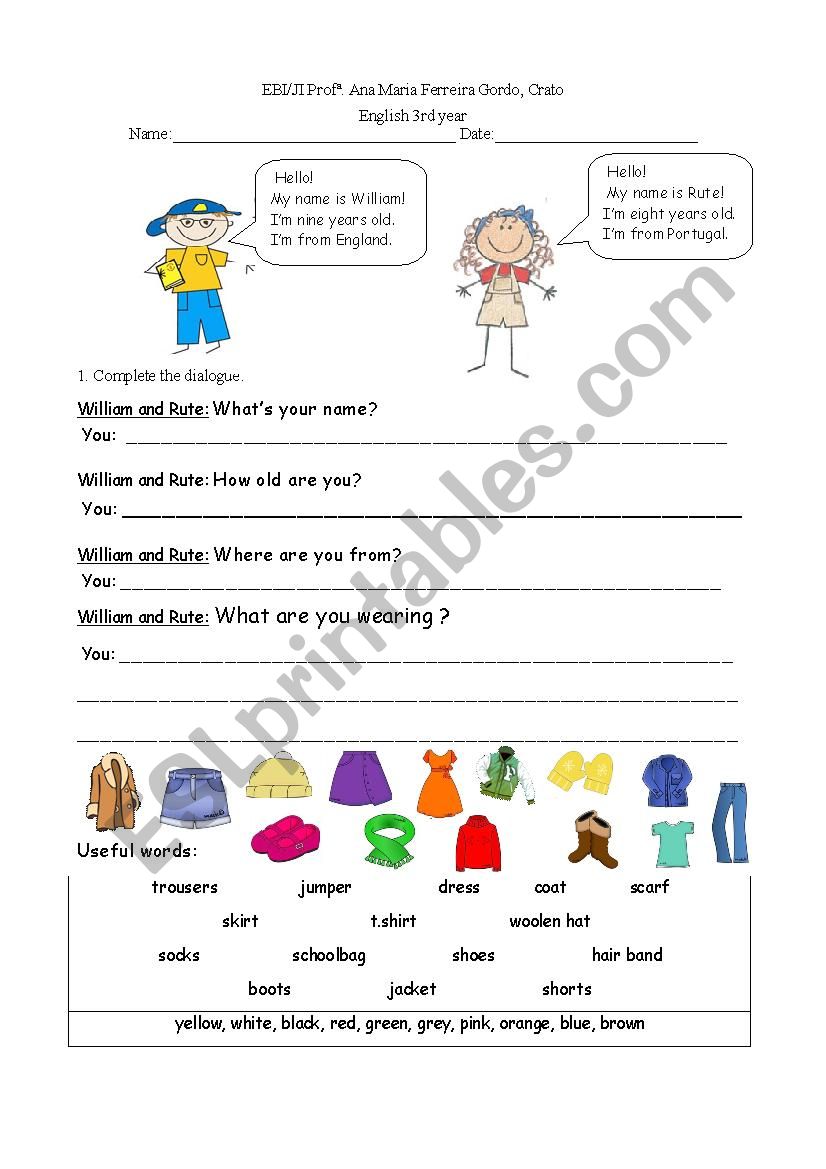 Revision work worksheet