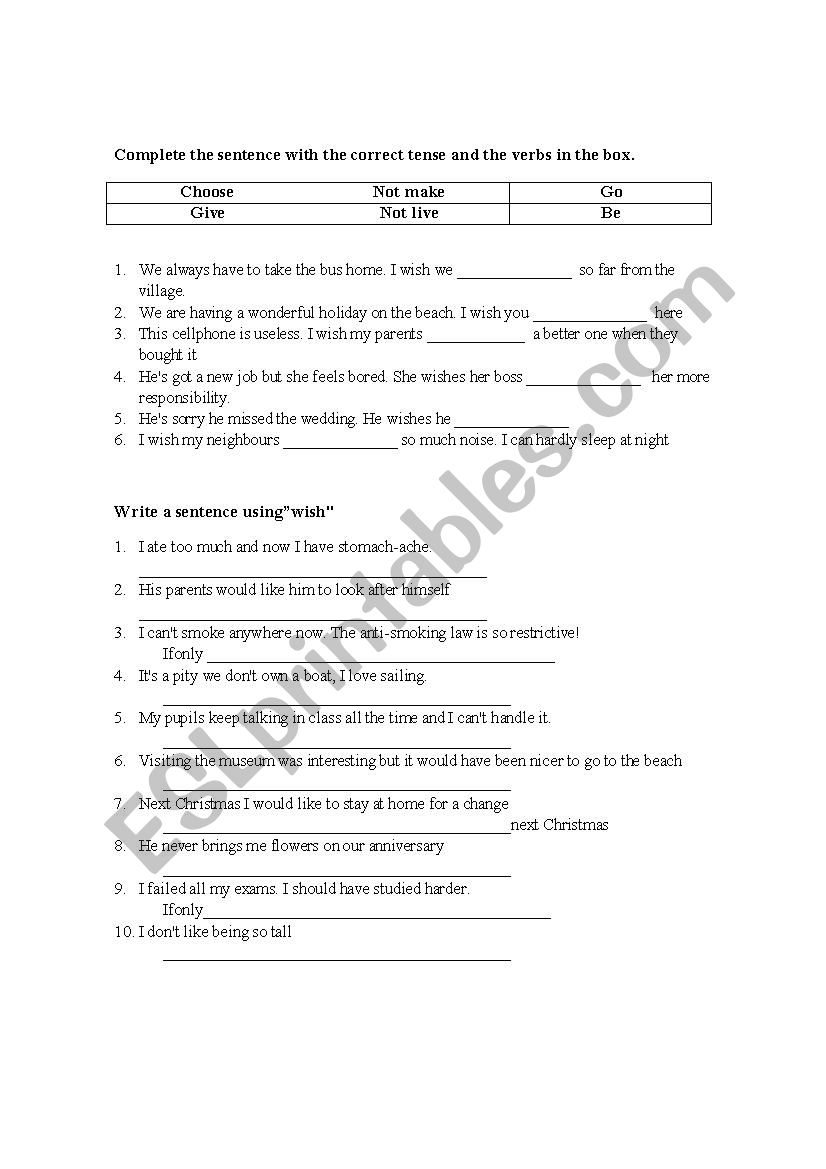 wish-exercises-esl-worksheet-by-jfigueroap