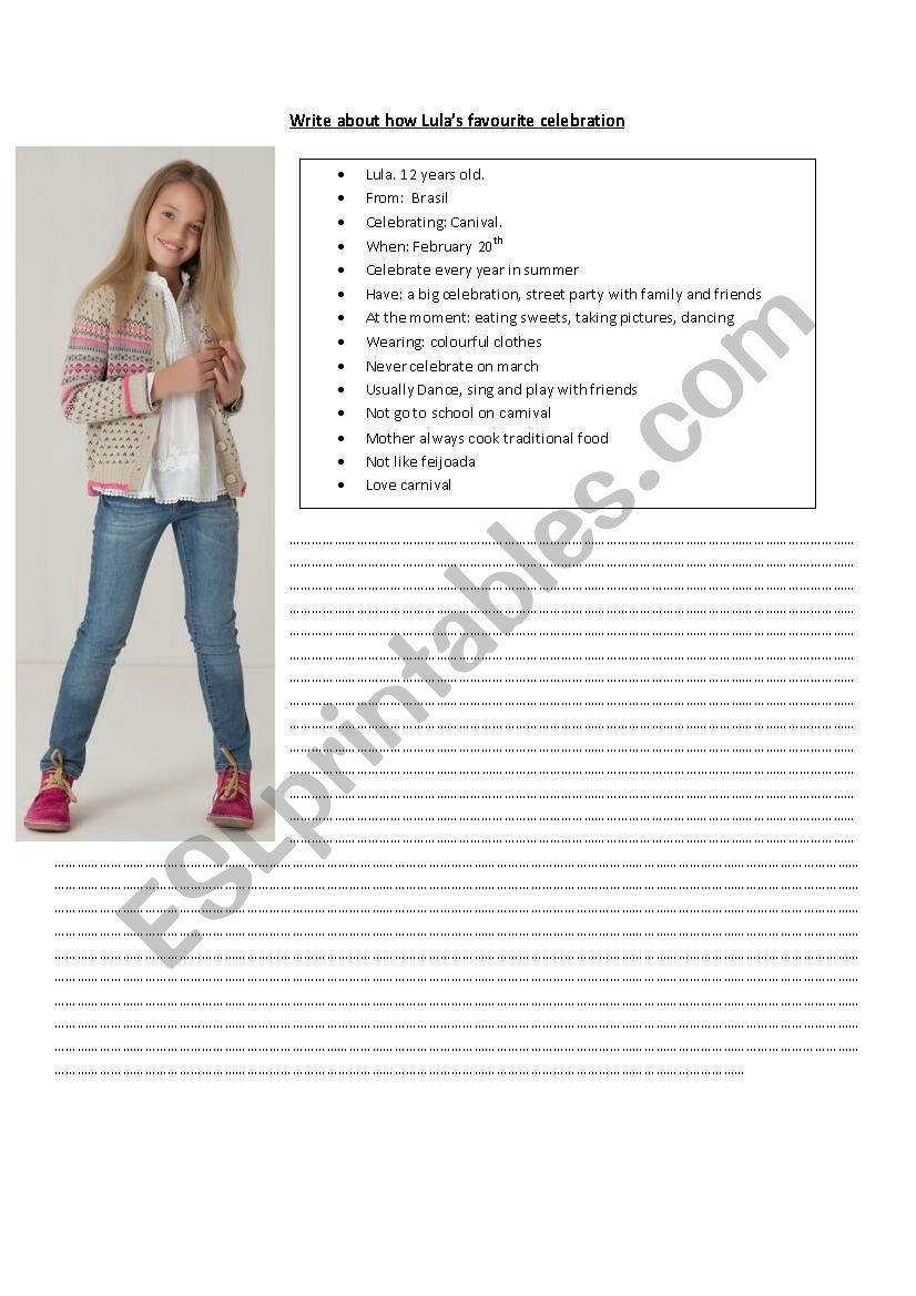 Favourite celebration-Writing worksheet