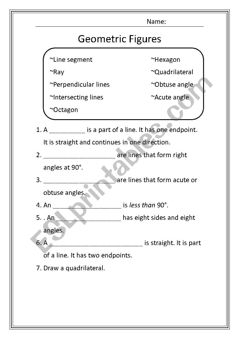 Geometric Figures Worksheet worksheet