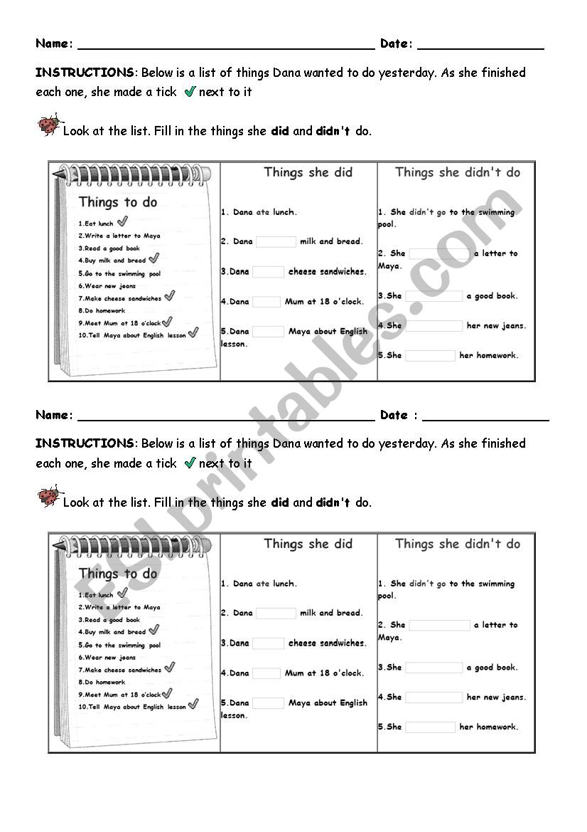 Did Or Did Not ESL Worksheet By Jenaguben