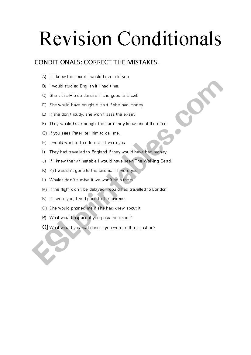 CONDITIONALS (1,2,3)  worksheet