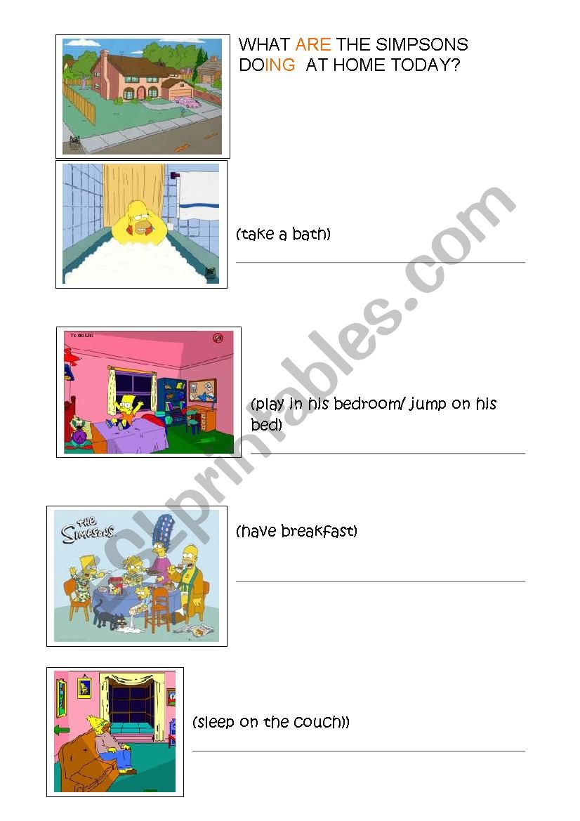 What are the Simpsons doing? worksheet