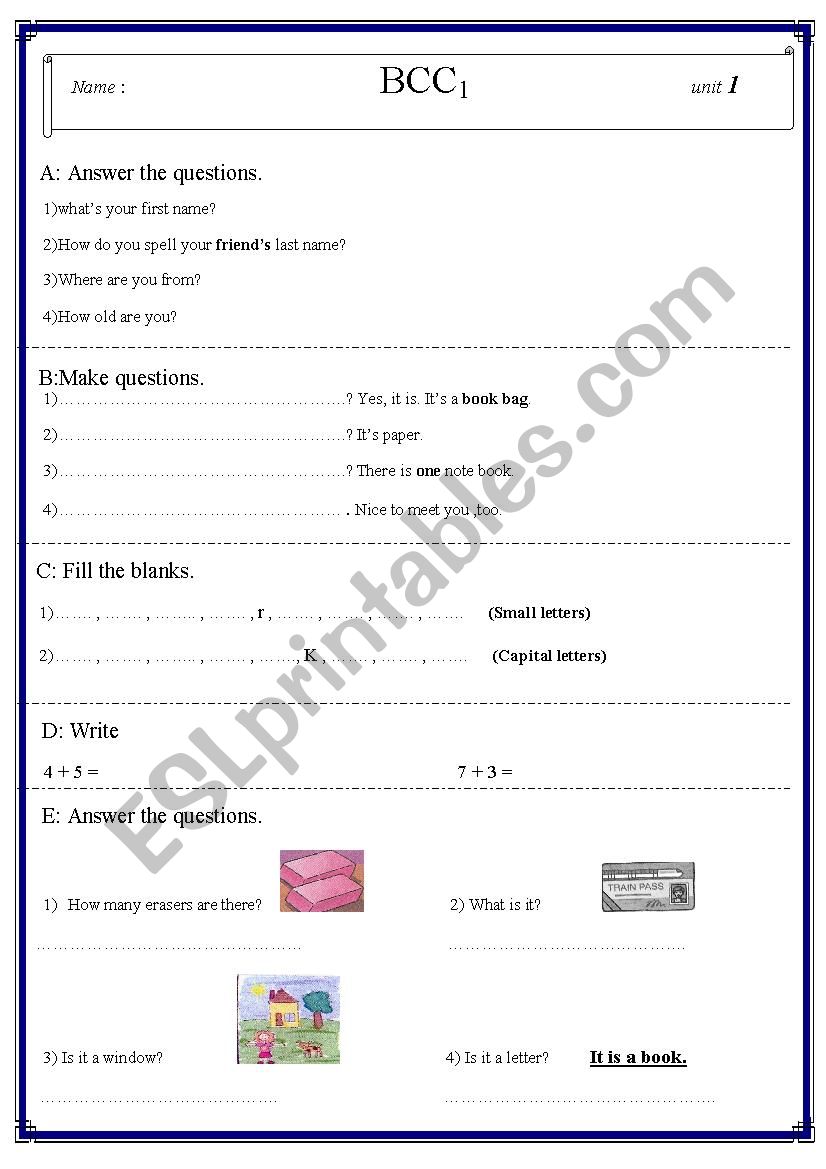 on your mark 1 worksheet