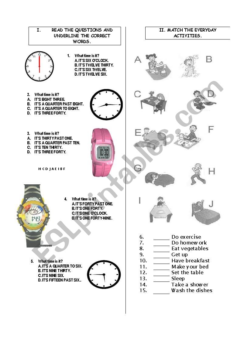 WHAT TIME IS IT? worksheet