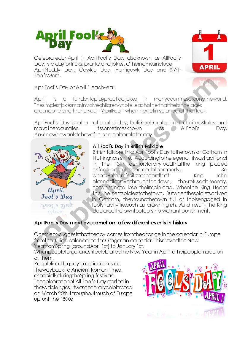 April fool´s day - ESL worksheet by BlancaLinda