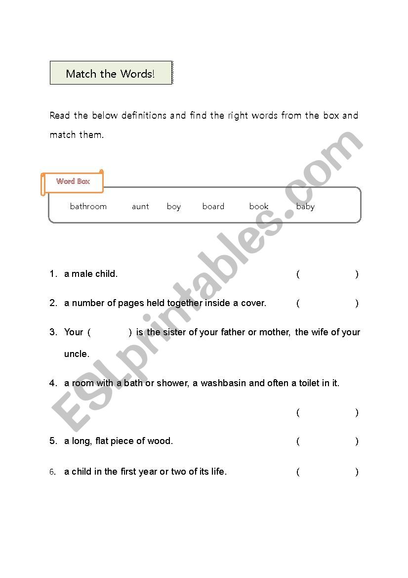 Basic word worksheet