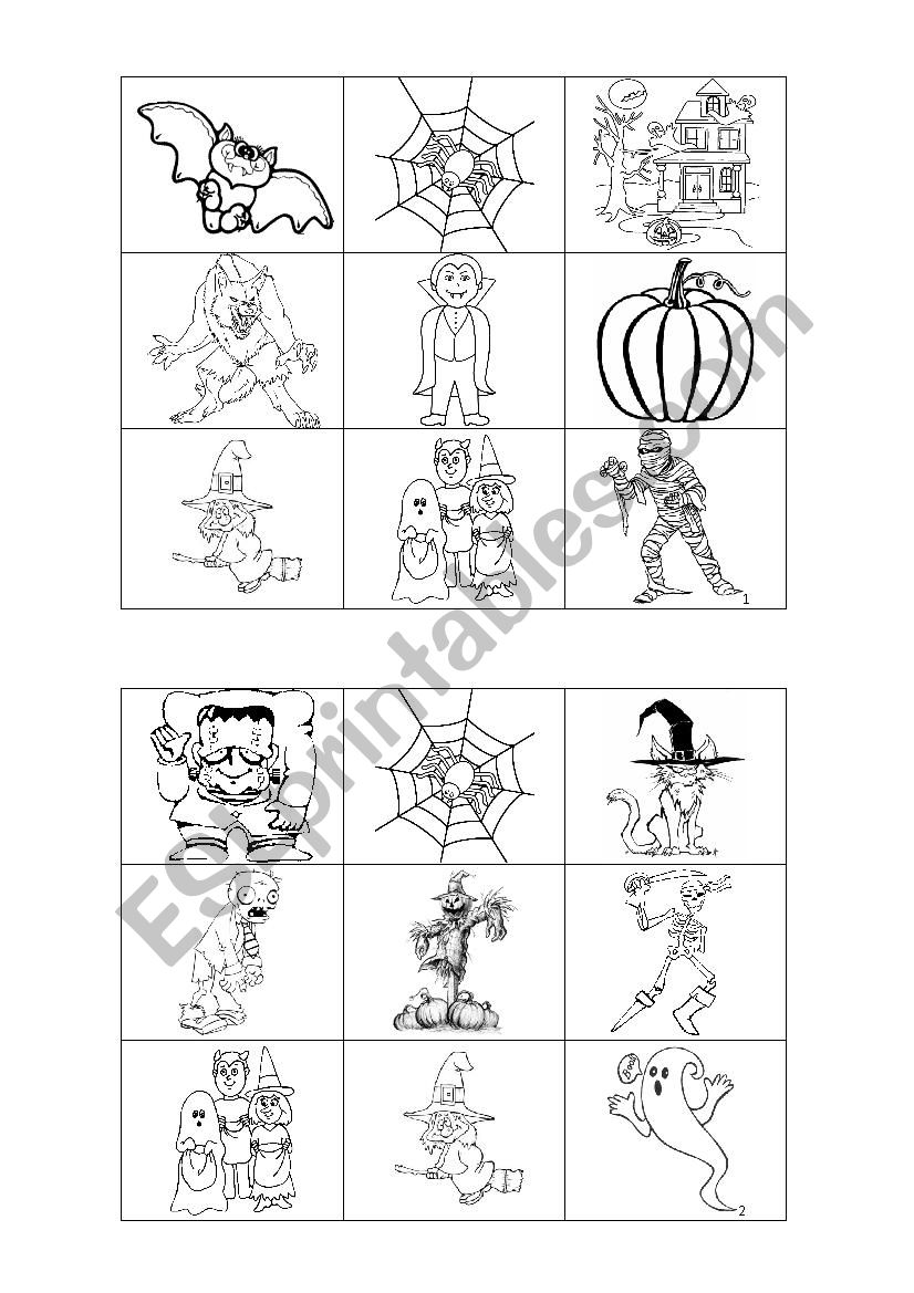 Halloween bingo worksheet