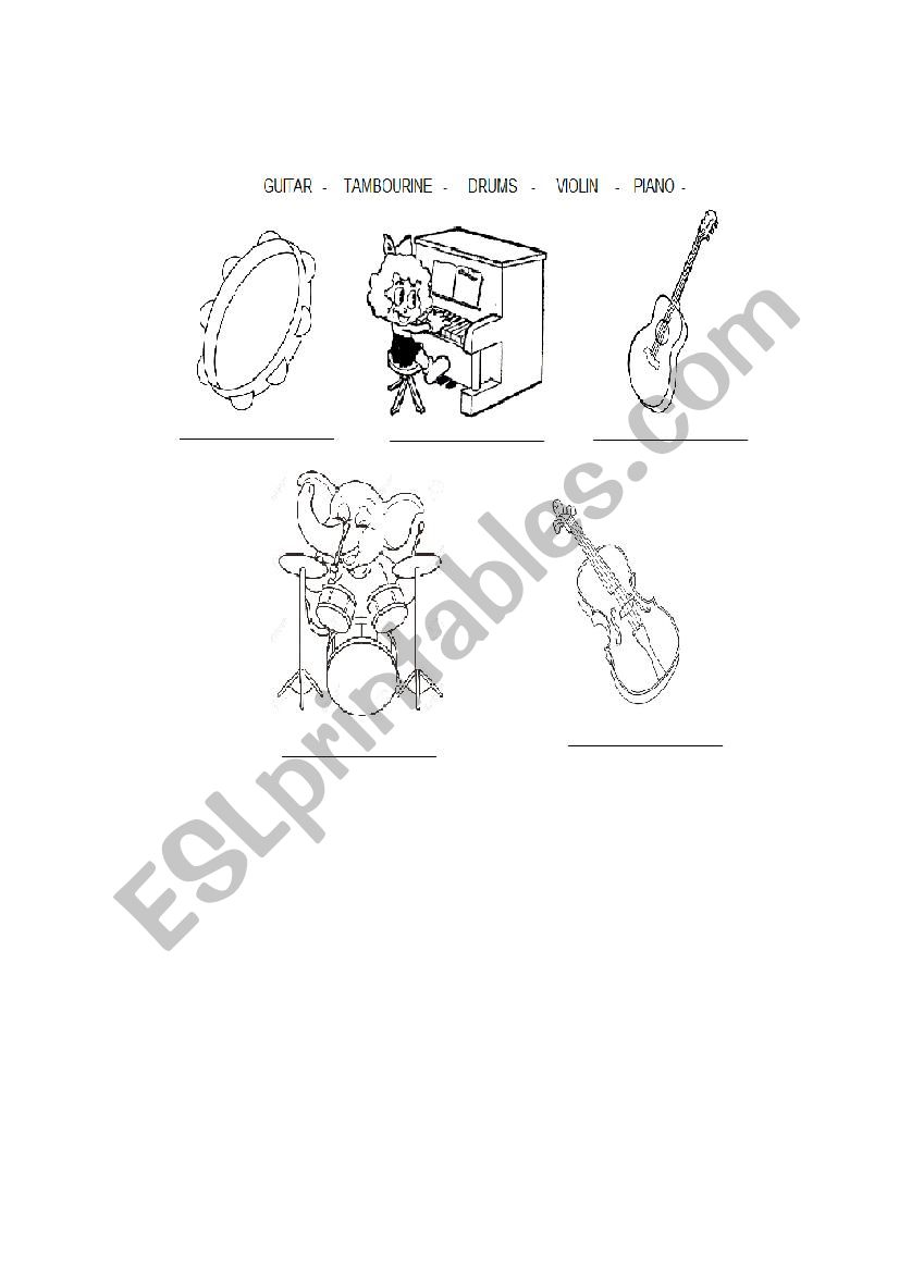 Musical instruments worksheet