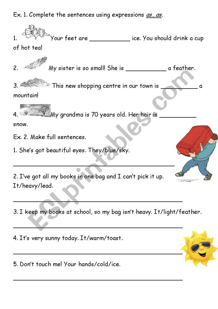 As...as comparatives worksheet