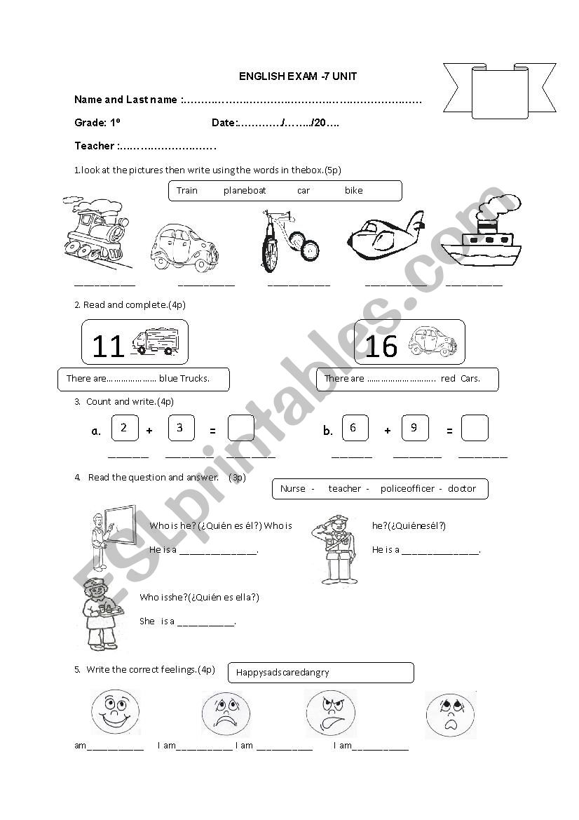 english test  worksheet