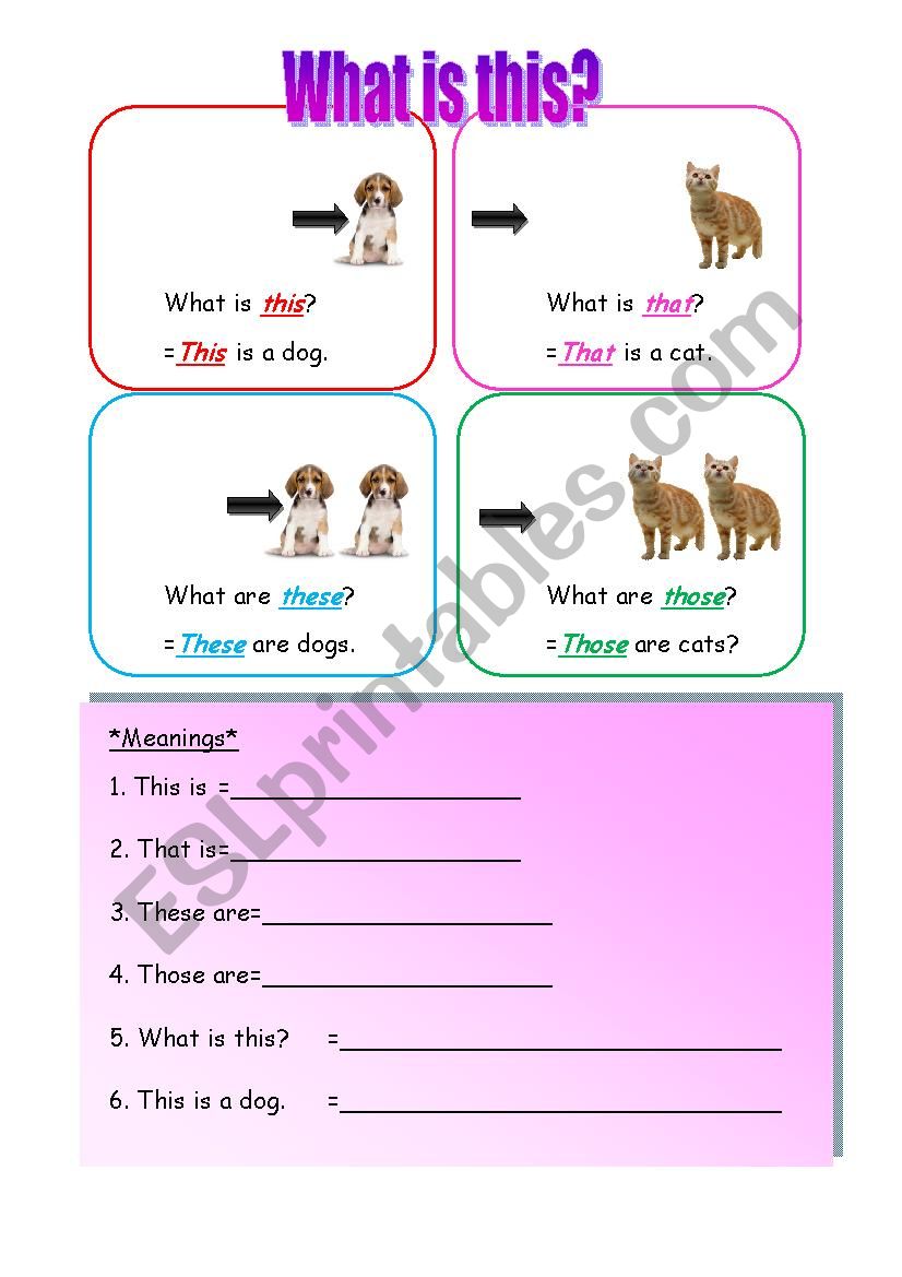 this that these those questions and answers esl worksheet by thanakamol