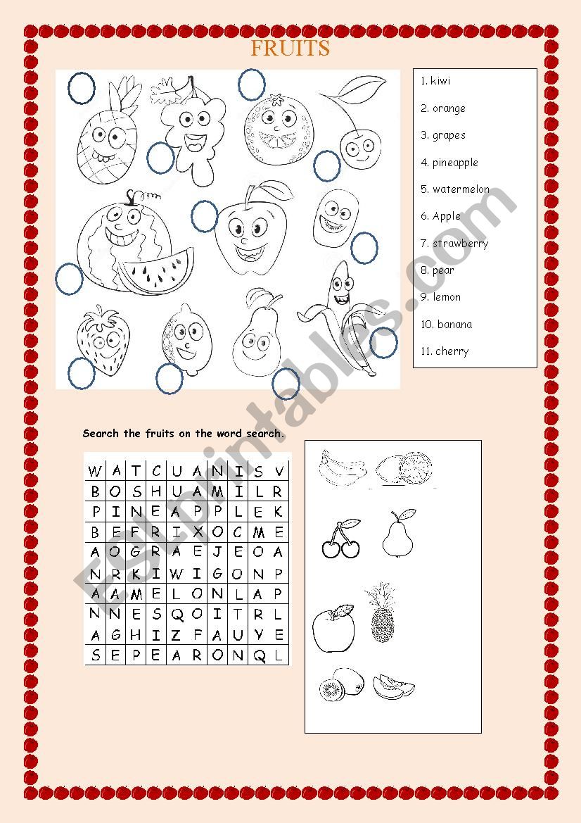 fruit worksheet