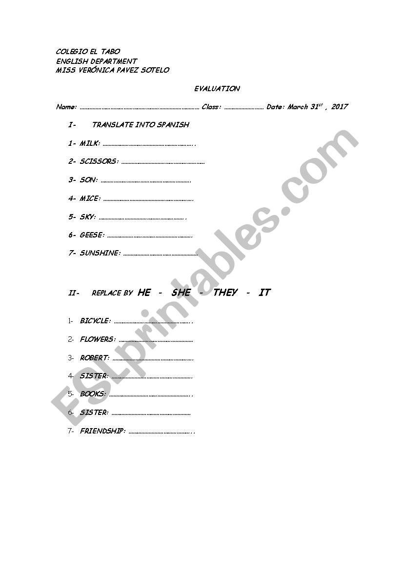 nouns and pronouns esl worksheet by veroquilpue