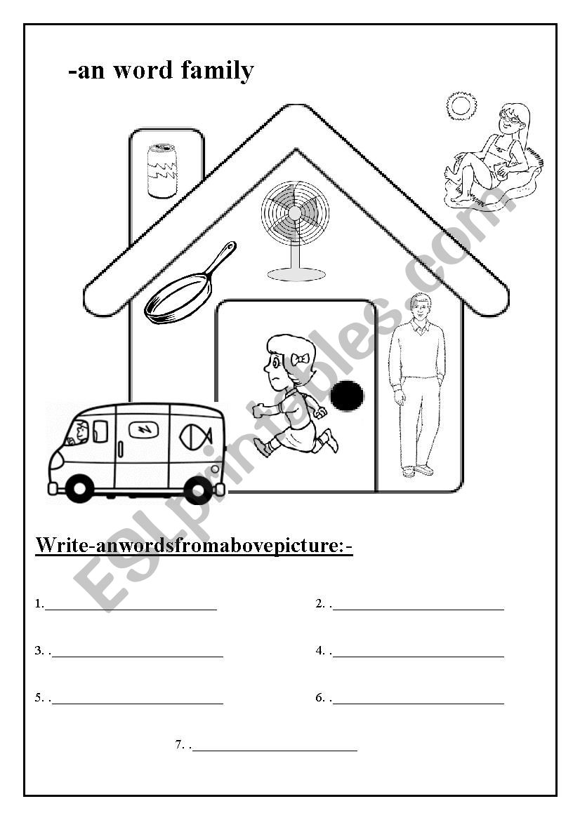 short vowel a words  worksheet