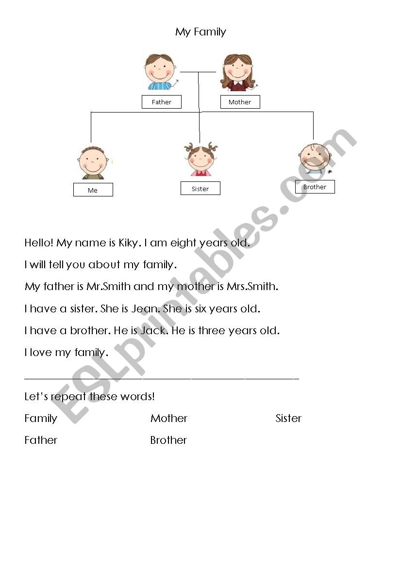 My Family worksheet