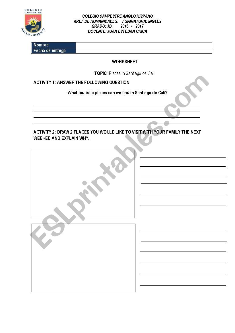 Cali City worksheet