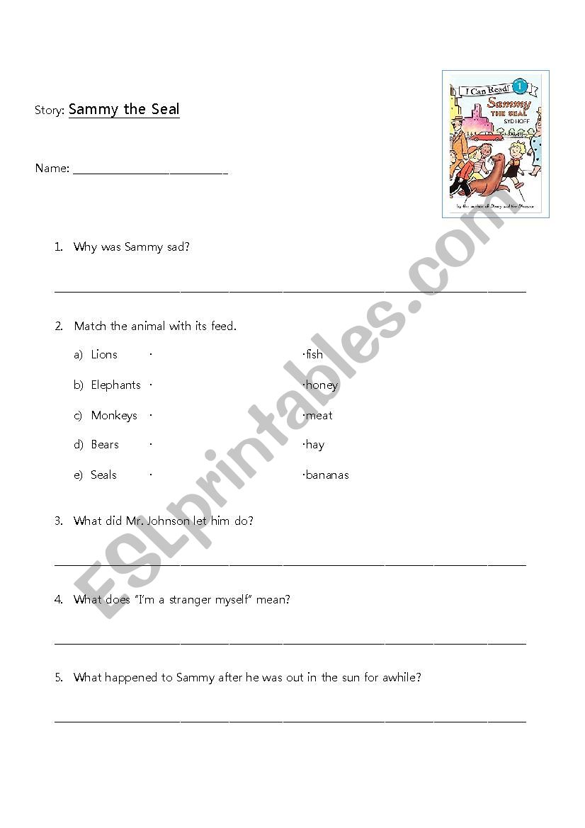 Sammy the Seal worksheet