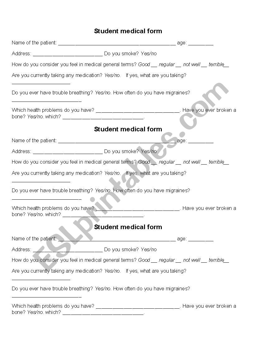 doctors form worksheet