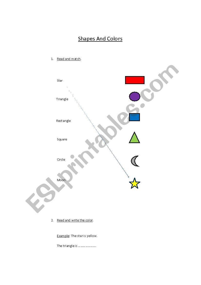 Matching shapes and colors worksheet