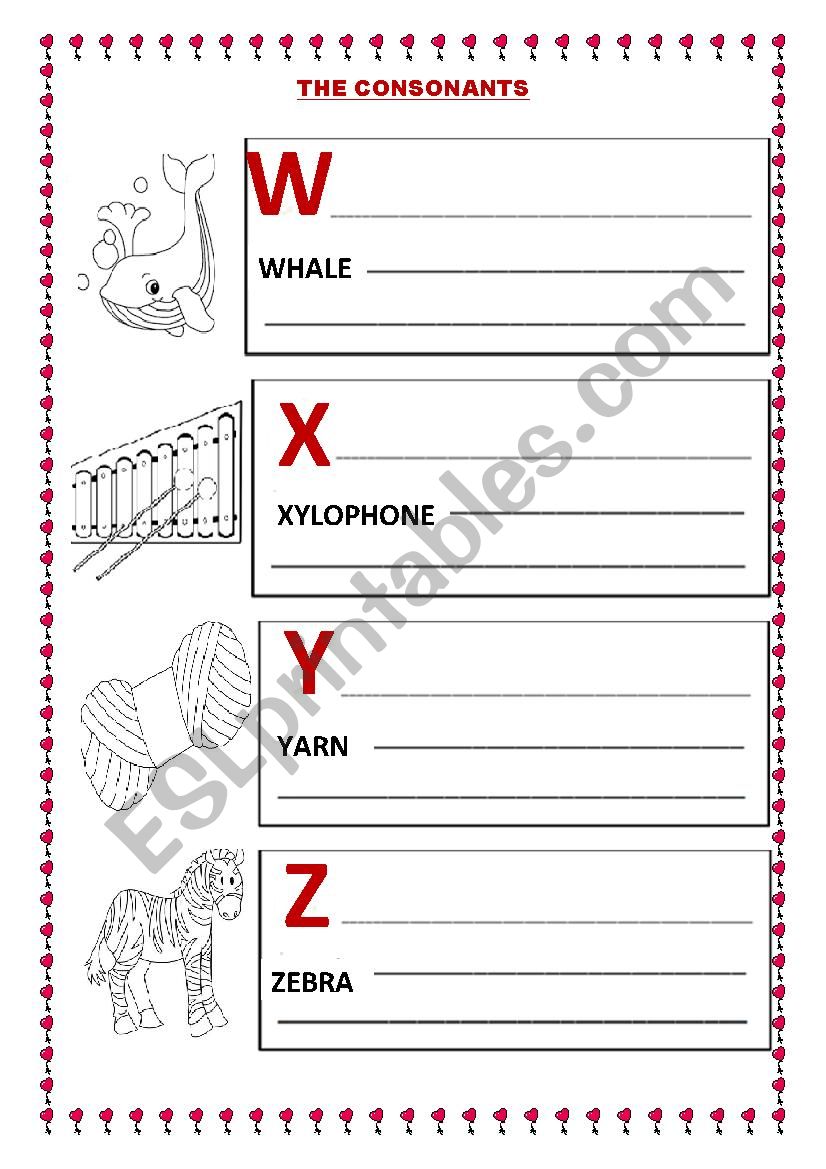 Learning the Consonants worksheet