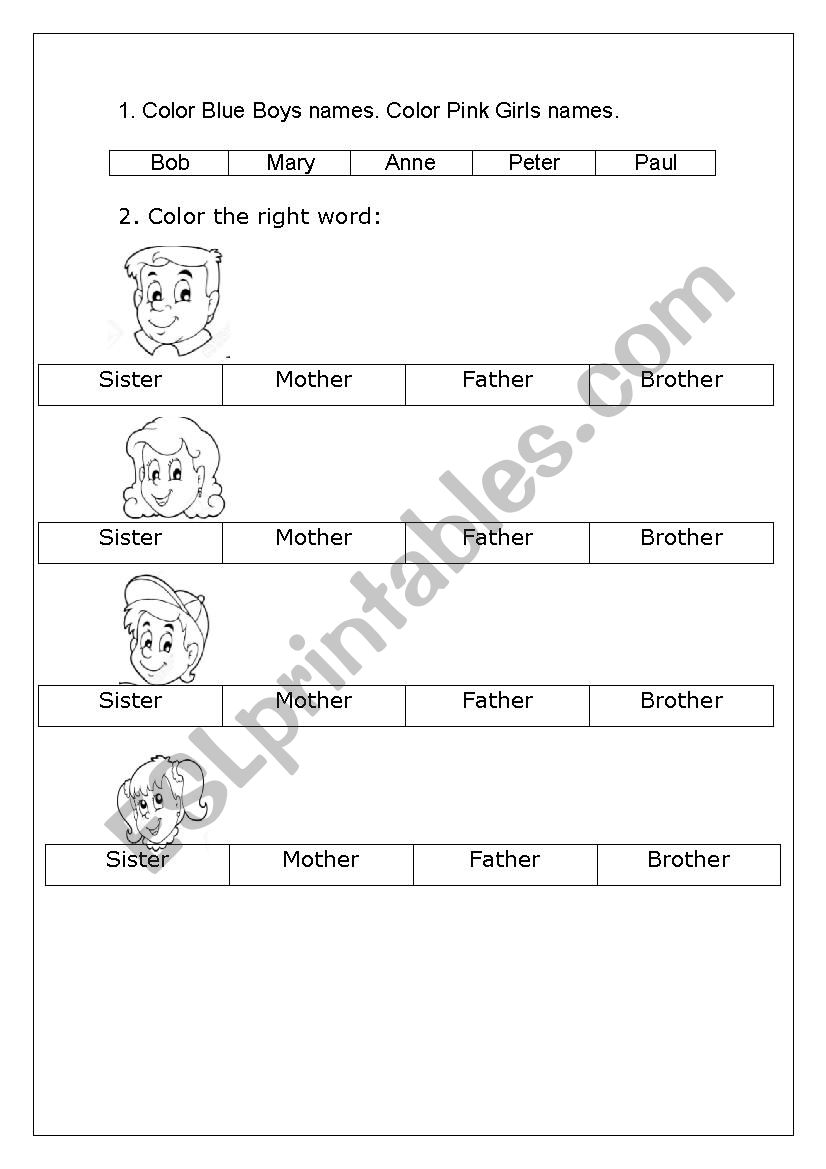 Family worksheet