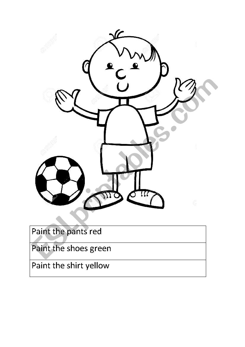 Futbol and colours worksheet