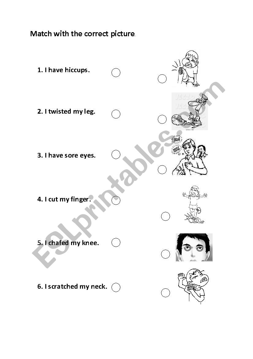 Health problems worksheet