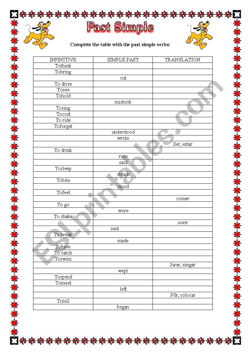 Simple Past Tense worksheet