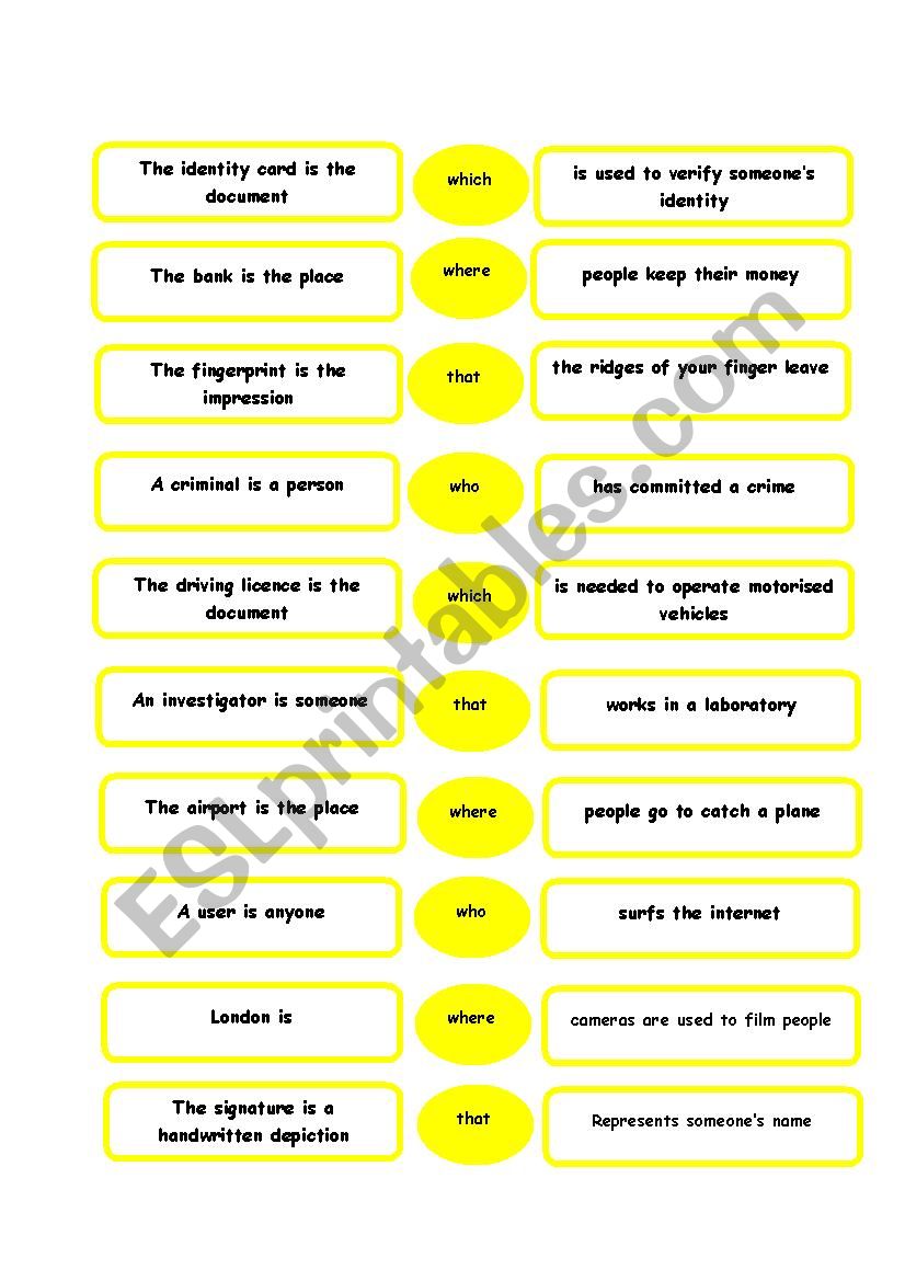 Relative pronouns worksheet