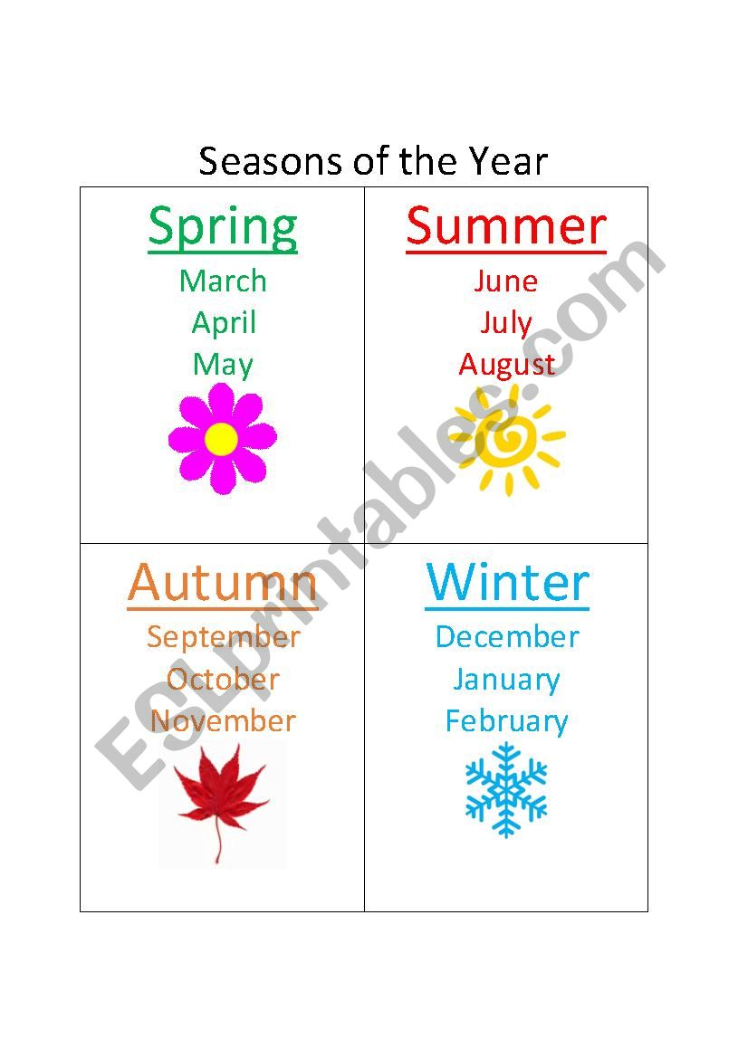 Seasons of the Year worksheet