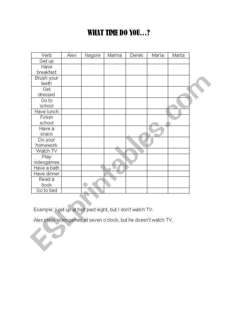 What time... worksheet