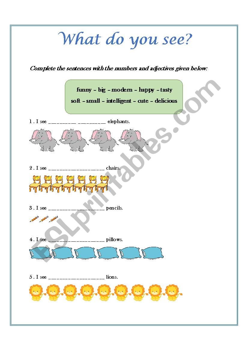 Numbers And Adjectives ESL Worksheet By NaiaCrespo