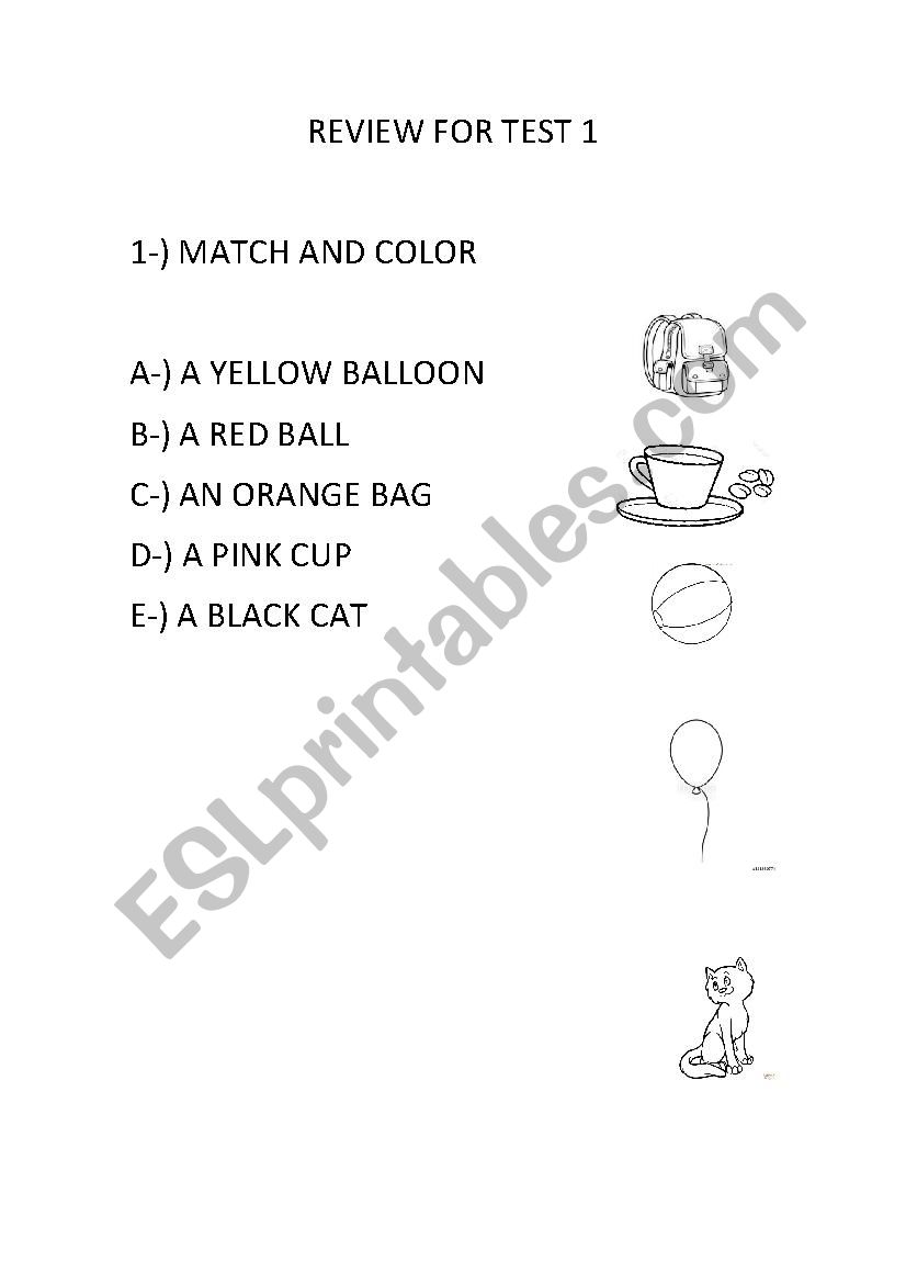 test for kids worksheet