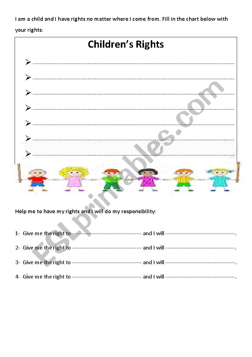 children s rights esl worksheet by nanamouallem