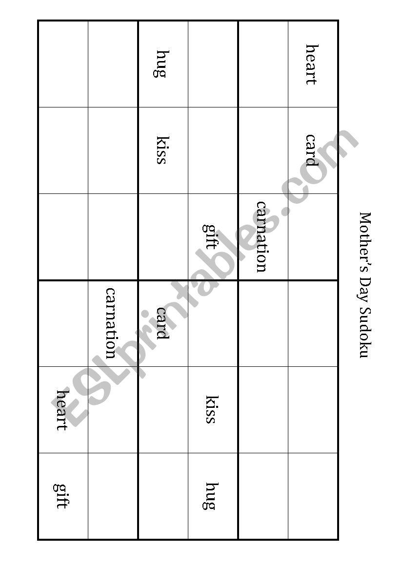 Mothers Day Sodoku worksheet