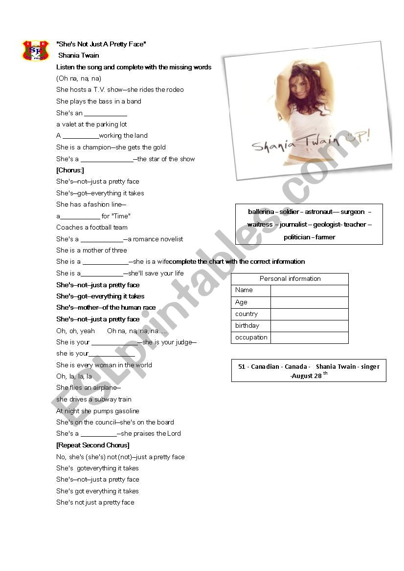 she`s not just a pretty face - ESL worksheet by facha