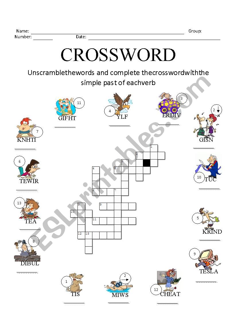 Unscramble crossword past tense