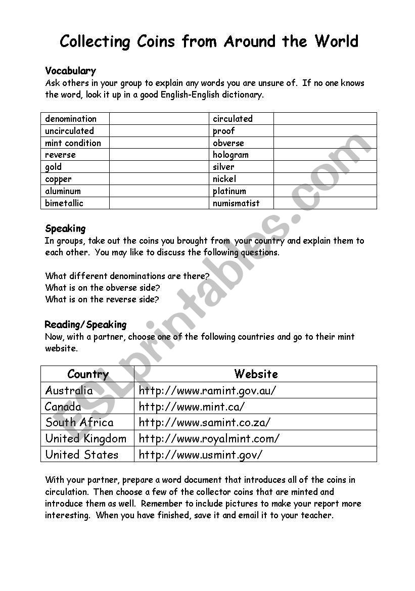 Coin Collecting Computer Activity