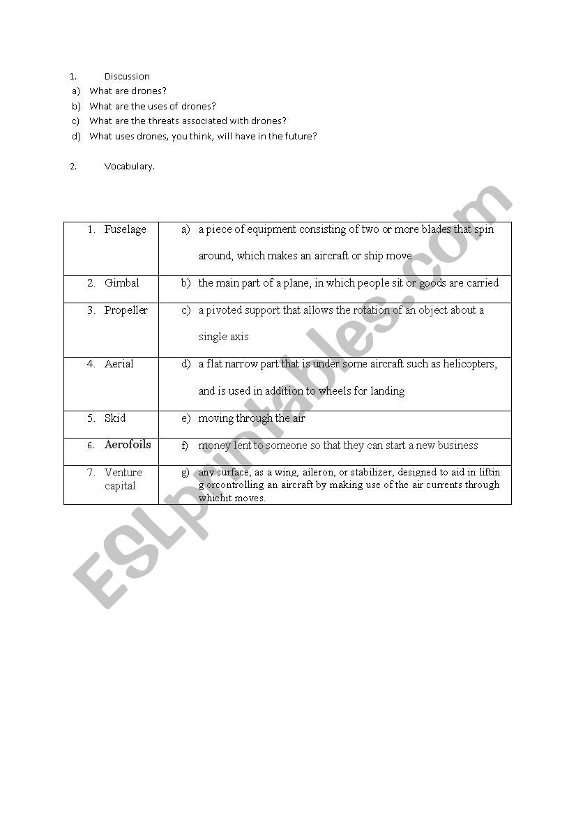 Drones worksheet