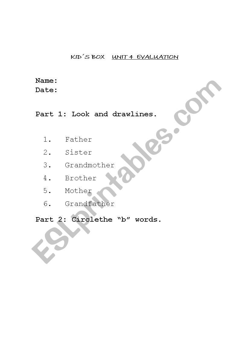 family worksheet