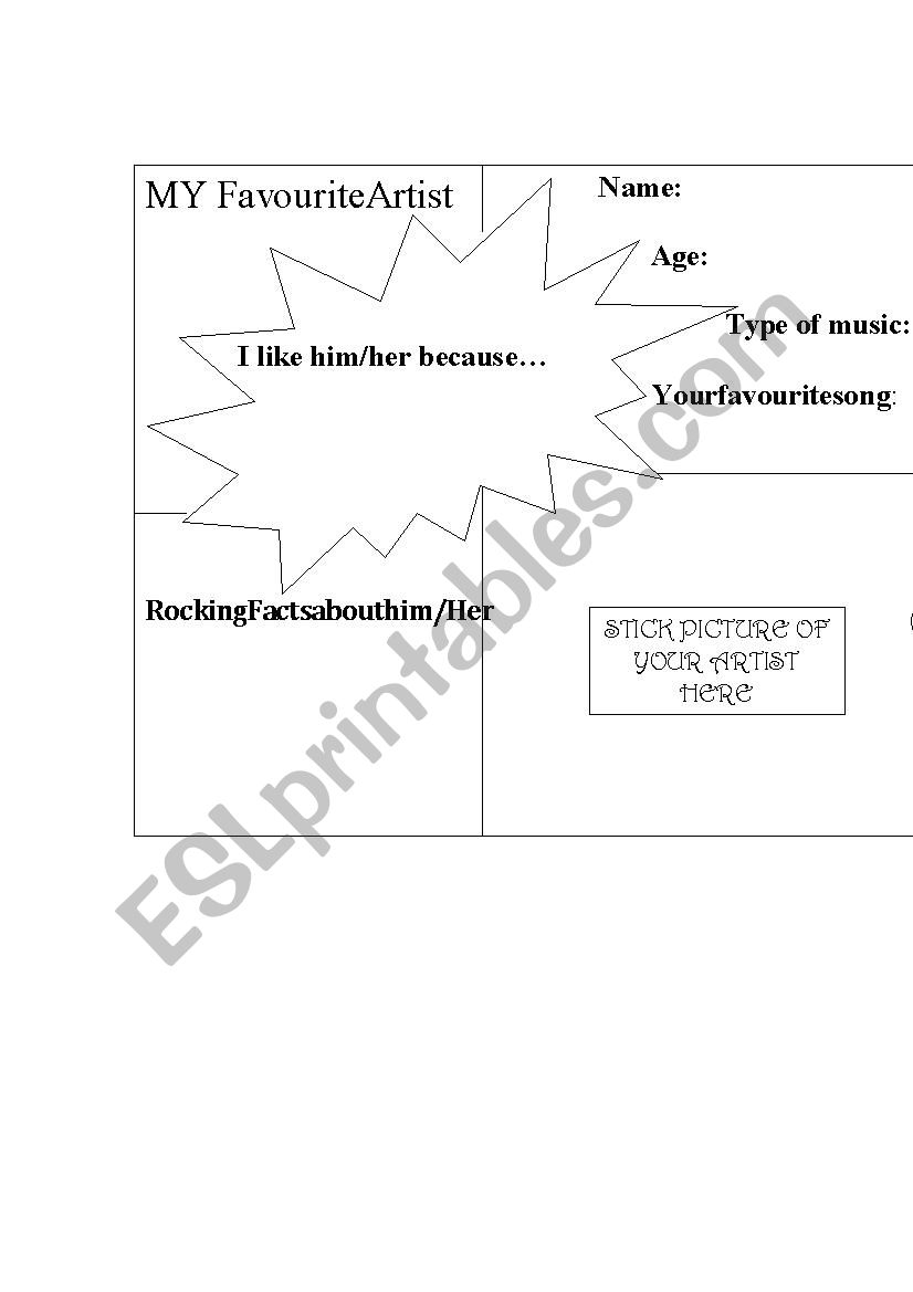 favourite artist worksheet