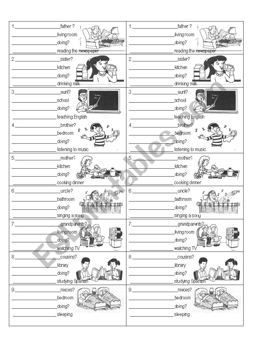 family actions worksheet