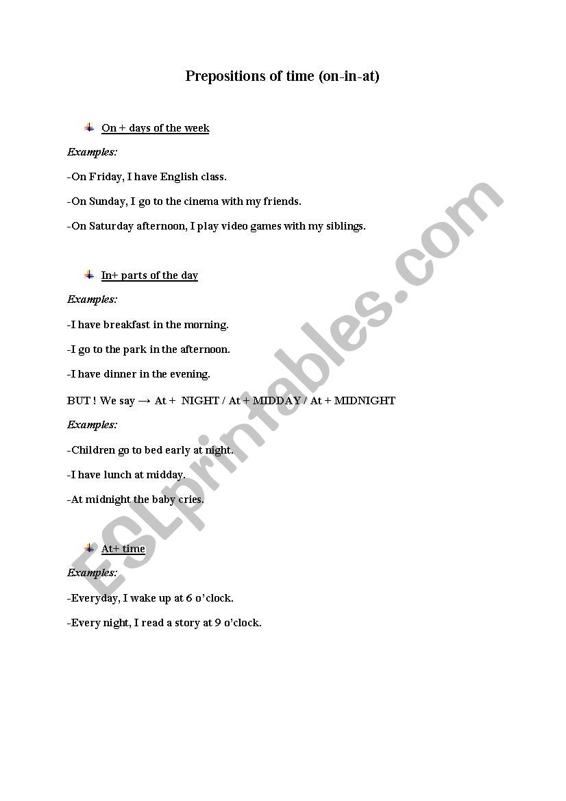Prepositions of time (on-in-at)