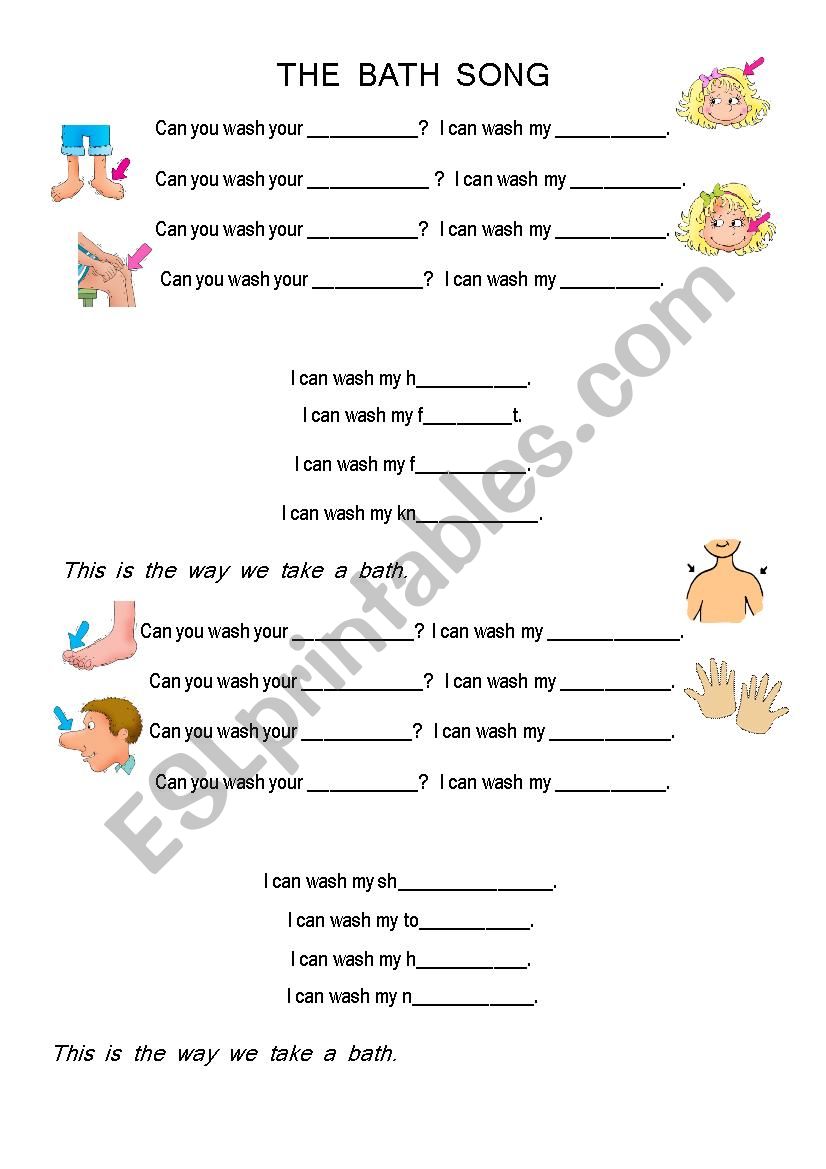 The Bath Song worksheet