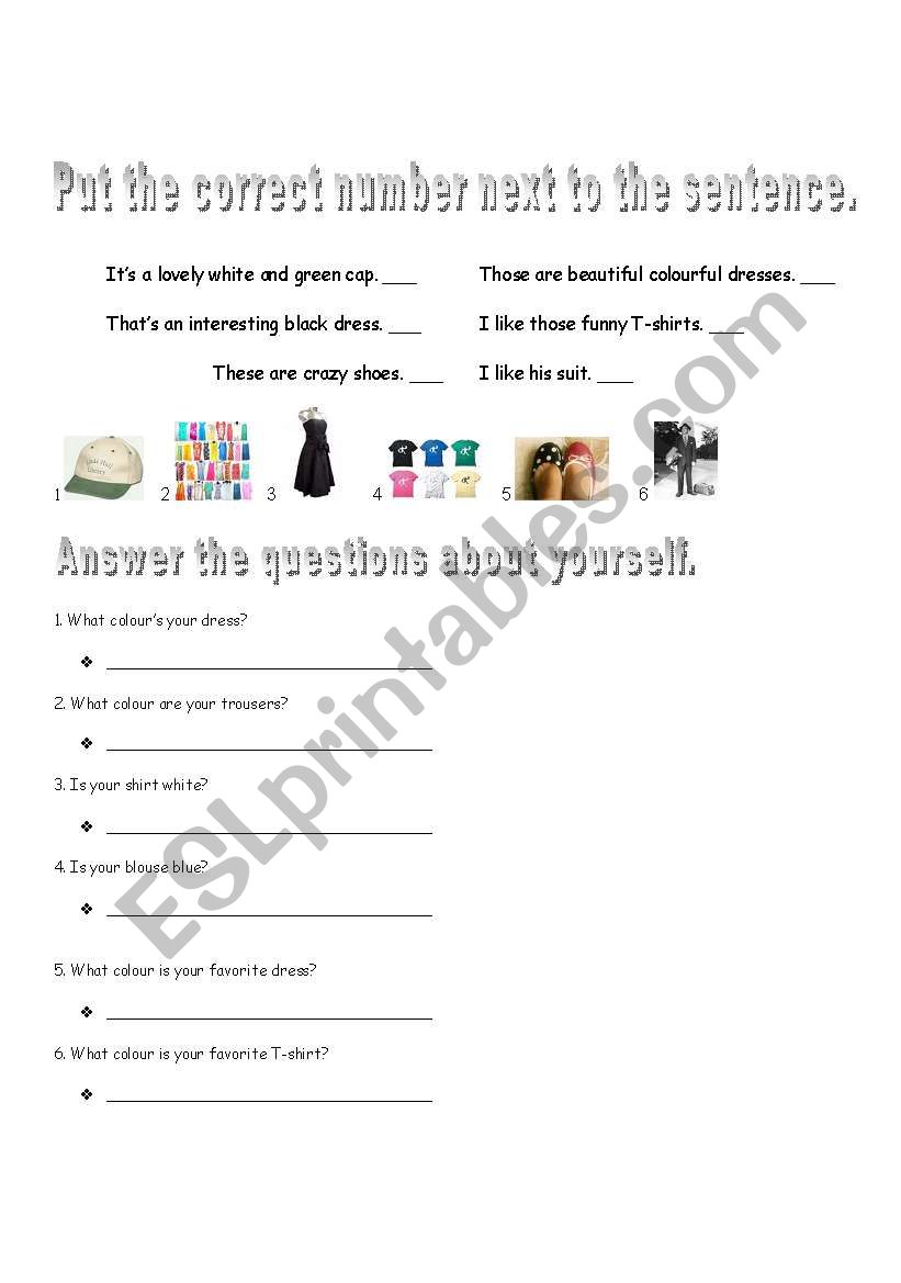 clothes worksheet worksheet