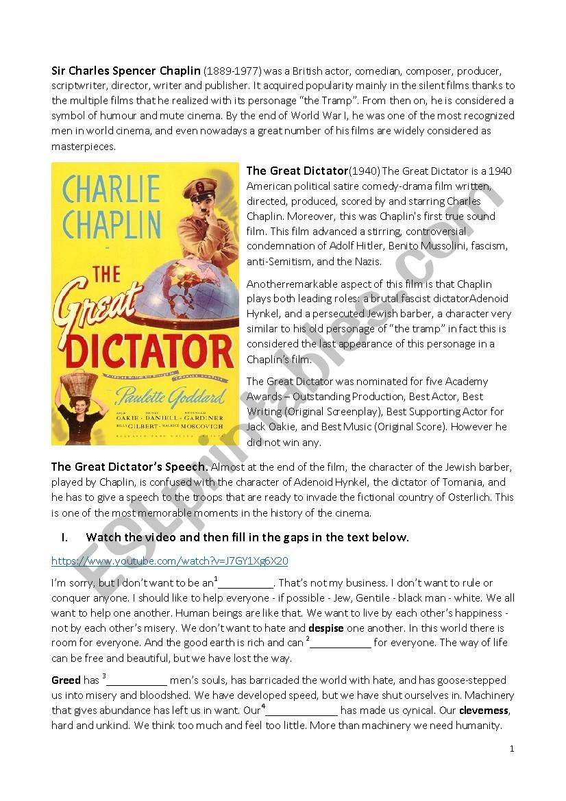 the great dictator essay