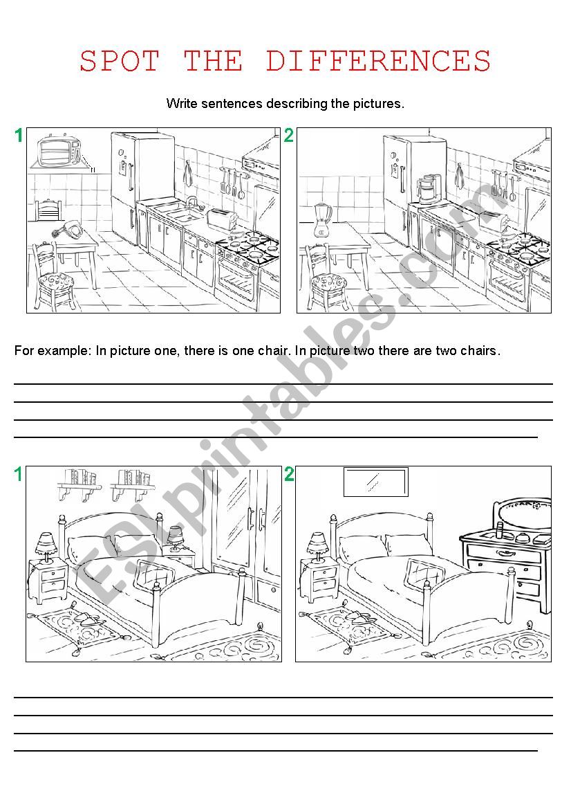 Spot the differences - ESL worksheet by pamelapuca