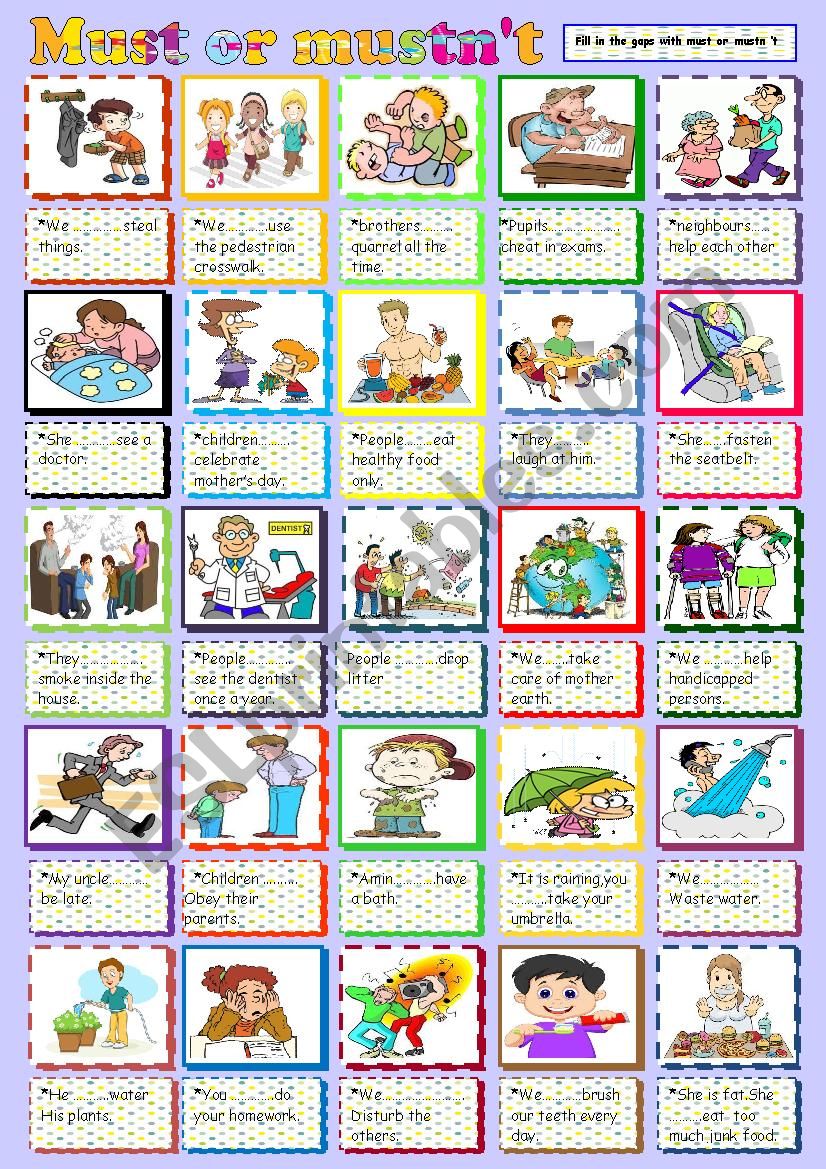 must or mustn´t - ESL worksheet by sasuna