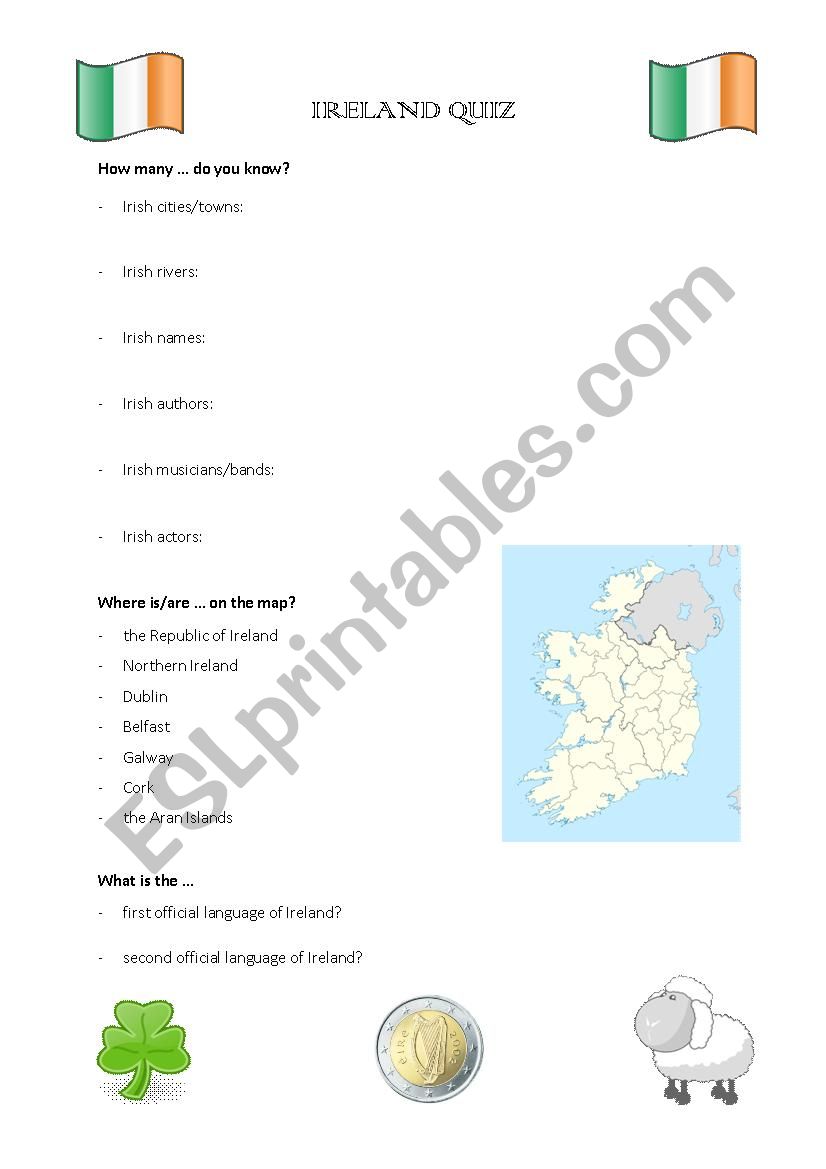 Ireland Quiz worksheet